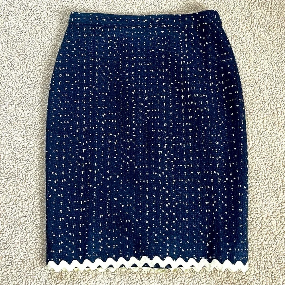 J CREW No. 2 Pencil Skirt in Navy Spotted Tweed NWT Size 4